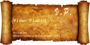 Vider Placid névjegykártya